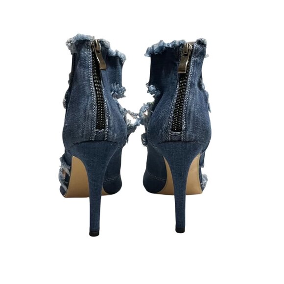 Womens Peep Toe Heeled Sandal Denim Stilettos Blue Sexy Size 3.5/5.5 US New - Picture 5 of 9